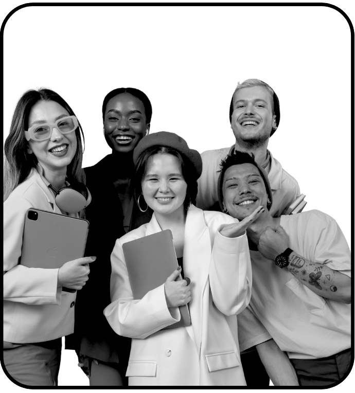 a group of office staff smiling